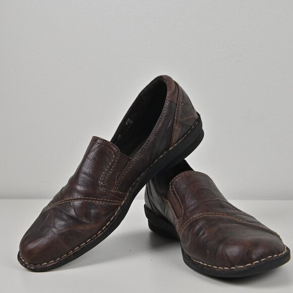 Clarks Bendables Textured Leather Comfy Brown Slip On Loafers Flat US9.5 UK7.5 - Picture 10 of 16